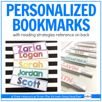 Preview of Reading Strategies Bookmarks: Personalized Freebie