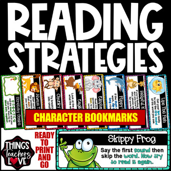 Preview of Reading Strategies Bookmarks Set, 9 Characters, 27 Bookmarks (USA Compatible)