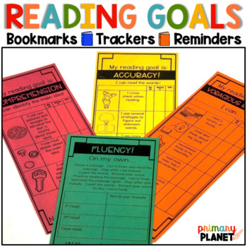 Preview of Reading Comprehension Strategies Bookmarks - Reading Goal Setting & Trackers