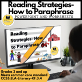 Reading Comprehension Strategies Paraphrasing Practice Pow