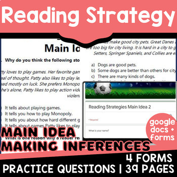 Preview of Reading Strategies Passages Activities Main Idea and Making Inferences Grade 3-4