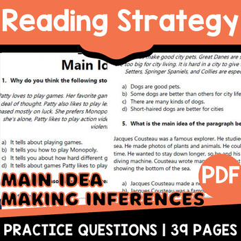 Preview of Reading Strategies Passages Main Idea Making Inferences and Drawing Conclusions
