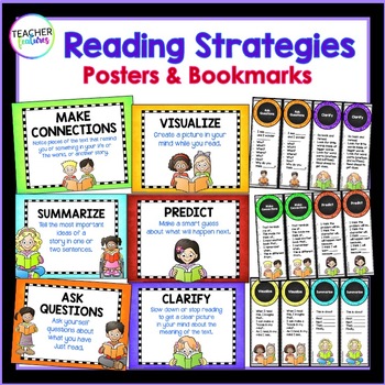 READING STRATEGIES Posters and Bookmarks WHITE BACKGROUND by Teacher ...