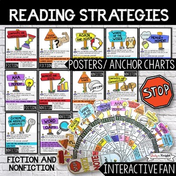 Preview of Reading Strategies, Posters, Anchor Charts, and Interactive Fan