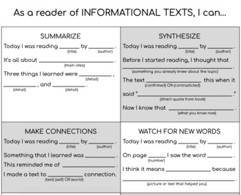 Preview of Reading Strategies Sentence Frames EDITABLE