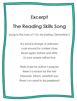 Reading Skills Song Music Video By The Brighter Rewriter Tpt