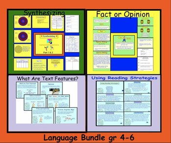 Preview of Reading Strategies, Synthesizing, Fact/Opinion, Text Features Smartboard Bundle