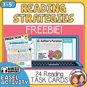 Preview of Reading Strategies Task Cards - FREE! Inference, Summarizing, + more & Audio!
