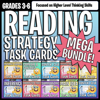 Preview of Reading Strategies Task Card Passages with Questions MEGA Bundle