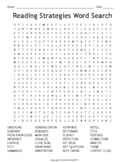 Reading Strategies Word Search Puzzle - Reading Comprehens