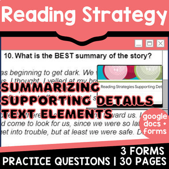 Preview of Reading Strategies Worksheets and Forms Summarizing Supporting Details Grade 3-4