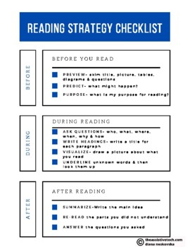 Preview of Reading Strategy Comprehension Checklist