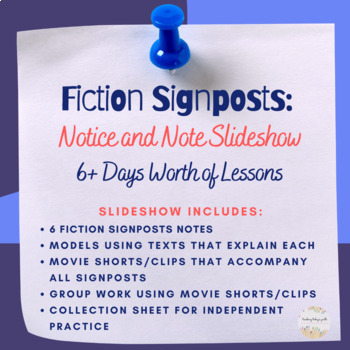 Preview of Reading Strategy: Fiction Notice & Note Signposts Slideshow (6+ Days of Lessons)