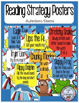 Reading Strategy Posters Superhero Theme by Love 4 Education | TpT