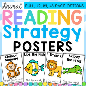 Preview of Reading Strategy Posters and Cards {Animals}