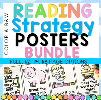 Preview of Reading Strategy Posters and Cards BUNDLE