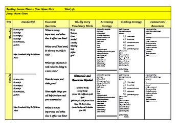 Preview of Reading Street 3rd Grade Unit 1 Lesson Plan Template Combination Pack!