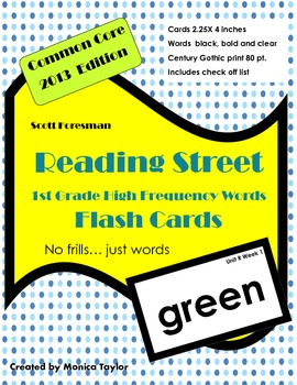 Preview of Reading Street  Common Core 1st Grade High Frequency Words Flash Cards