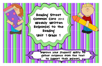 Preview of Reading Street Common Core 2013-Written Response Organizers & Tests Gr. 1-Unit 1