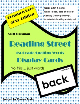 Preview of Reading Street Common Core First Grade Spelling Words (for display)