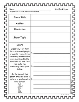 Reading Street First Grade Mini Book Reports Units 1 - 5 | TpT
