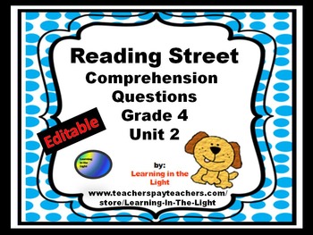 Preview of Reading Street Comprehension Questions Unit 2 Grade 4 (Editable)