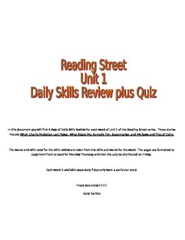 Preview of Reading Street Daily Skills Review Unit 1