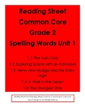 Reading Street Grade 2 Unit 1 Spelling Word Cards