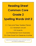 Reading Street Grade 2 Unit 2 Spelling Word Cards