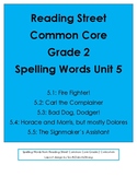 Reading Street Grade 2 Unit 5 Spelling Word Cards