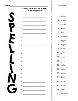 Reading Street Spelling Pretest Unit1 Week1 - Grade 3 by Learning ...