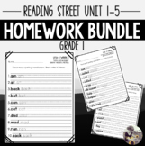 Reading Street Unit 1-5 Spelling Homework BUNDLE | Grade 1