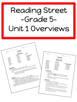 Preview of Reading Street Unit 1 Overviews (Gr. 5)