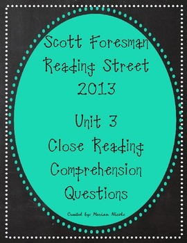 Preview of Reading Street Unit 3 Close Reading Comprehension - Grade 3