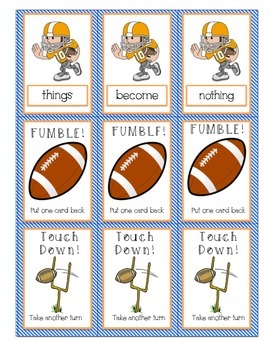 Preview of Reading Street Unit 3 Football Sight Word Game