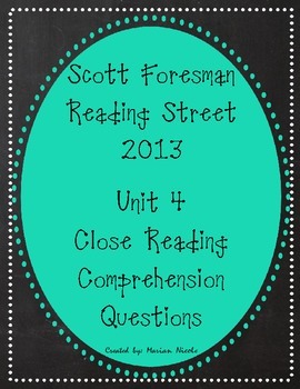 Preview of Reading Street Unit 4 Close Reading Comprehension - Grade 3