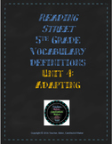 Reading Street Vocabulary Definitions - 5th Grade - Unit 4