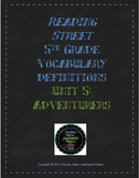 Reading Street Vocabulary Definitions - 5th Grade - Unit 5
