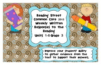 Preview of Reading Street Common Core 2013-Written Response Organizers & Tests-ALL UNITS