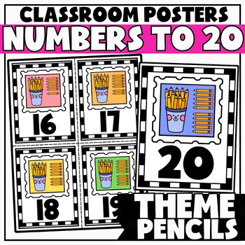 Preview of Reading + Subitizing Numbers to 20 Posters for Kindergarten