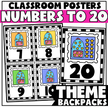 Preview of Reading + Subitizing Numbers to 20 Posters for Kindergarten