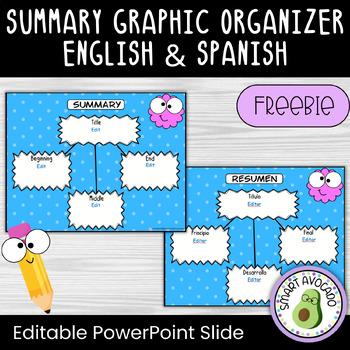 Preview of Reading Summary Graphic Organizer English & Spanish, Resumen Organizador Gráfico
