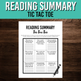 Reading Summary Tic Tac Toe Game | Middle School Literatur
