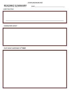 Preview of Reading Summary Worksheet for NONWRITERS