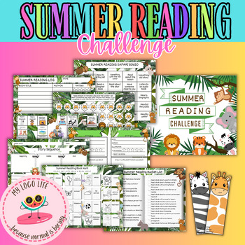 Preview of SUMMER Reading Challenge (No Prep) Summer Reading Challenge Safari Theme