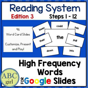 Preview of Reading System Edition 3 Steps 1 to 12 High Frequency Words for Google Slides