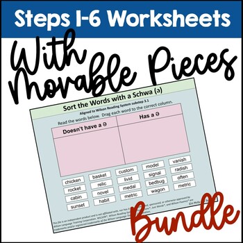 Preview of Steps 1 through 6 Interactive Worksheets with Movable Pieces Bundle