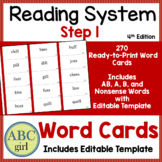Reading System Step 1 Word Cards with Editable Template
