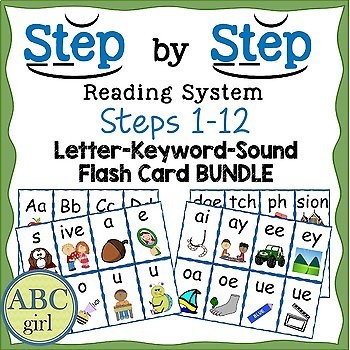 Preview of Reading System Steps 1 to 12 Letter Keyword Sound Flash Card BUNDLE