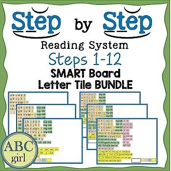 Preview of Reading System Steps 1 to 12 SMARTNotebook Letter Tile BUNDLE
